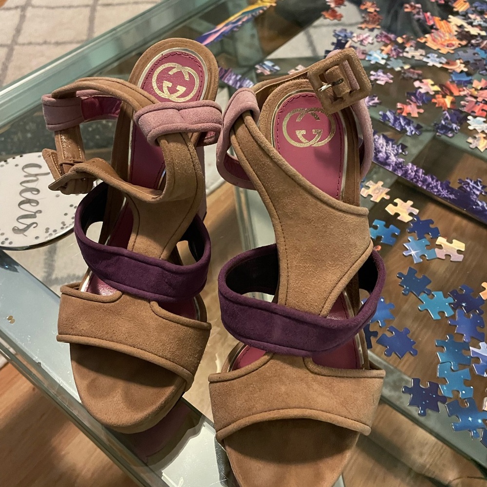 Gucci Women's Brown and Purple Sandals